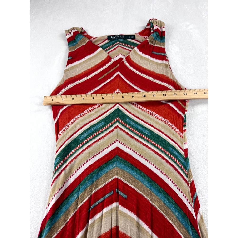 Ralph Lauren Striped Fit & Flare Handkerchief Dress Women's Medium Multi V-Neck - Picture 6 of 7